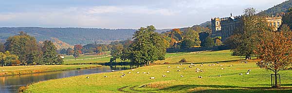 View of the river derwent and chatsworth house