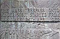 commemorative plaque now marks the start of the trespass at Bowden Bridge quarry
