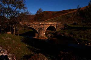 Photograph   from  the Upper Derwent Valley , Derbyshire - slippery stones bridge